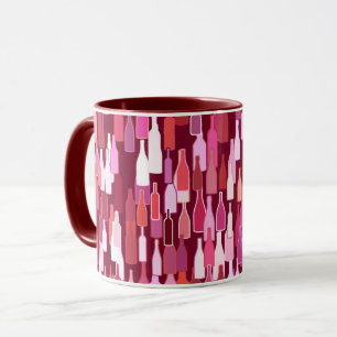 Wine bottles, shades of plum, burgundy background mug
