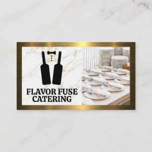 Wine Bottles Tux Catering Logo   Dinnerware Business Card
