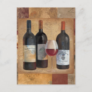 Wine Bottles with Glass Postcard