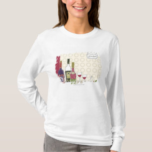 Wine bottles with wineglasses on table T-Shirt