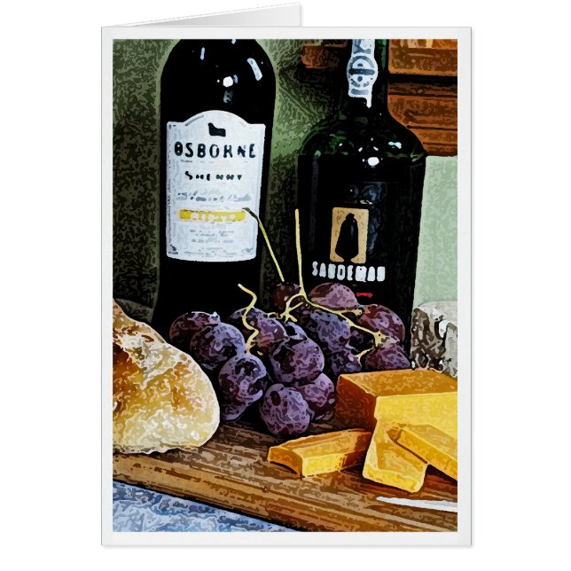 Wine Bread Cheese and Grapes Still Life (Front)