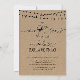 Wine & Brews After I Do Couple Wedding Reception Invitation