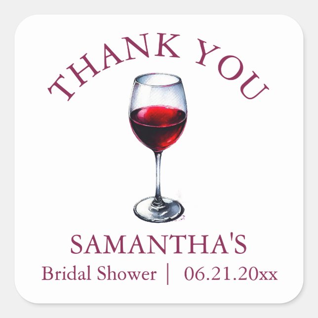 Wine Bridal Shower Gift Tags Sticker (Front)