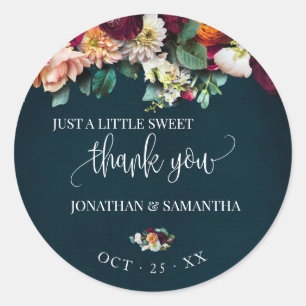 Wine Burgundy Navy Wedding Thank You Classic Round Sticker