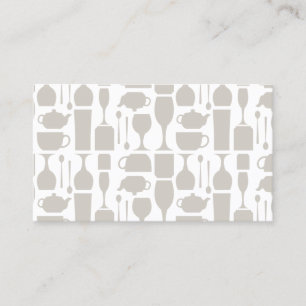 Wine Cafe Bar Pattern in Tan Business Card