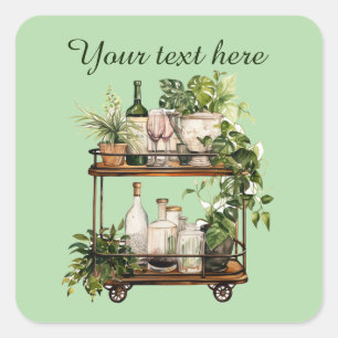 Wine cart add name square sticker