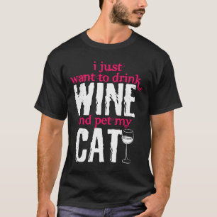 Wine Cat  Cats Animal Pets Glass T-Shirt