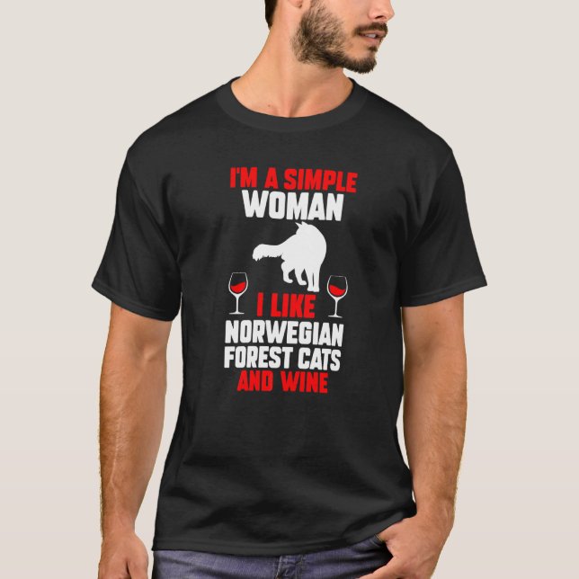 Wine Cat Norwegian Forest T-Shirt (Front)