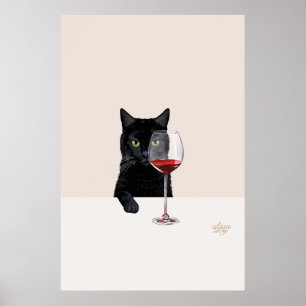Wine cat poster