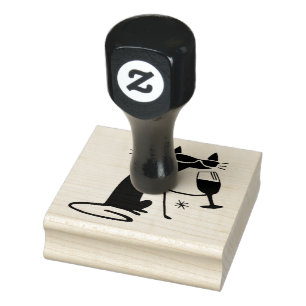 Wine Cat Rubber Stamp