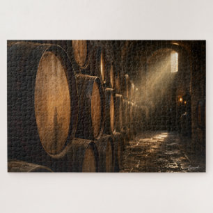 Wine Cellar Barrel Row Photography Jigsaw Puzzle