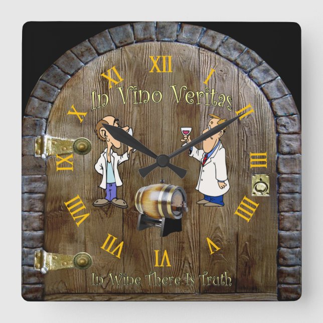 Wine Cellar Clock ~ Man Cave ~ In Vino Veritas ~ (Front)