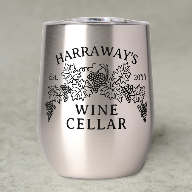 Wine Cellar Home Winery Grapes Leaves Custom Name (Creator Uploaded)