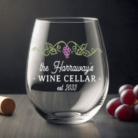 Wine Cellar Purple Grapes Custom Name Date White