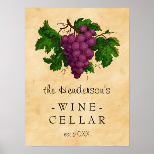 Wine Cellar Vintage Grapes Vineyard   Personalised Poster