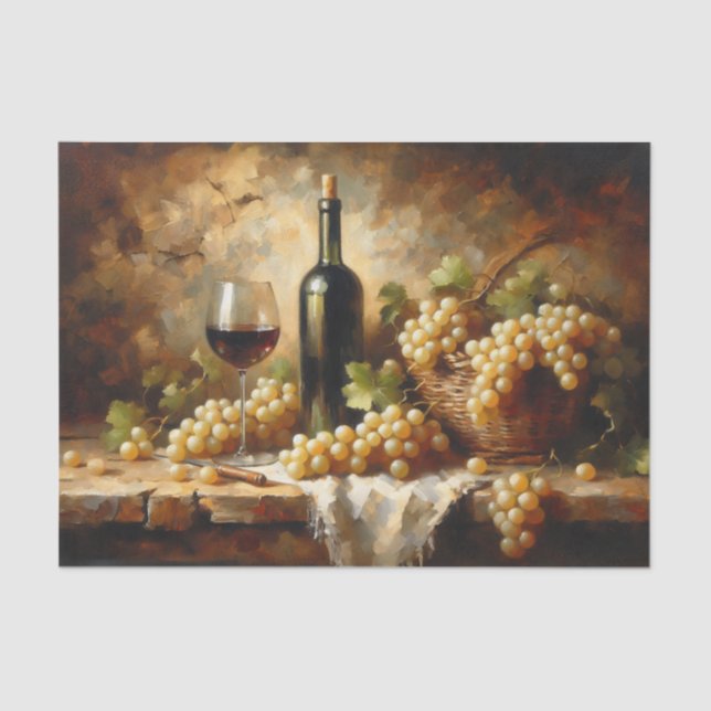Wine Cellar Winery Grapes Still Life Decoupage Tissue Paper (Front)