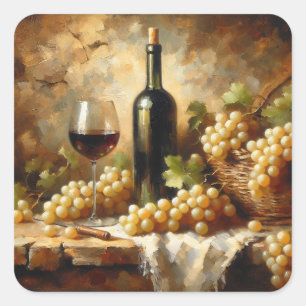 Wine Cellar Winery Grapes Still Life Square Sticker