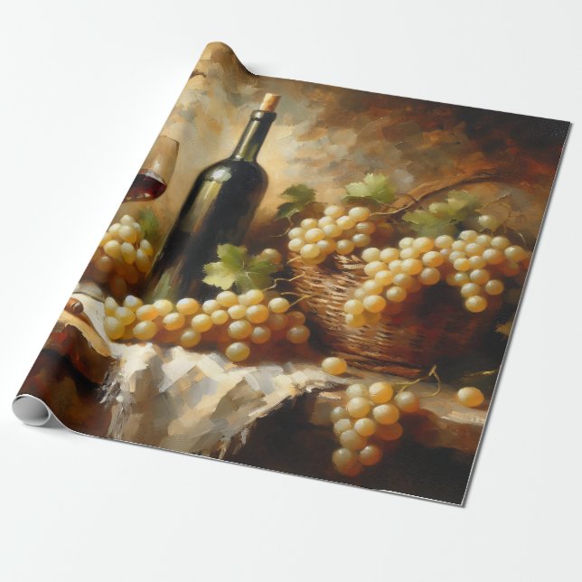 Wine Cellar Winery Grapes Still Life Wrapping Paper (Unrolled)