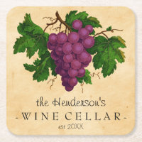 Wine Cellar with Grapes Vintage Personalised Name