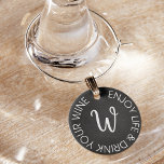 Wine Charm - Enjoy Life, Drink Your Wine<br><div class="desc">Wine Glass Charm. Personalised initial. With the simple elegant design, chalkboard style, this charm will match with any theme ♥ If you would like to change the colour, please click on "Edit Using Design Tools" ♥ ♥ ♥ If you have any questions, please feel free to contact me ♥ ♥...</div>