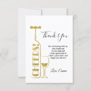 wine, cheers thank you card