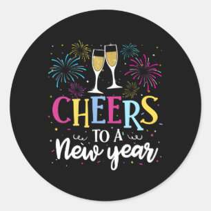 Wine Cheers To A New Year Happy New Year 2022 New Classic Round Sticker