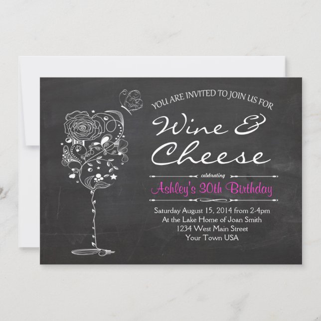 Wine & Cheese Birthday Invitation (Front)