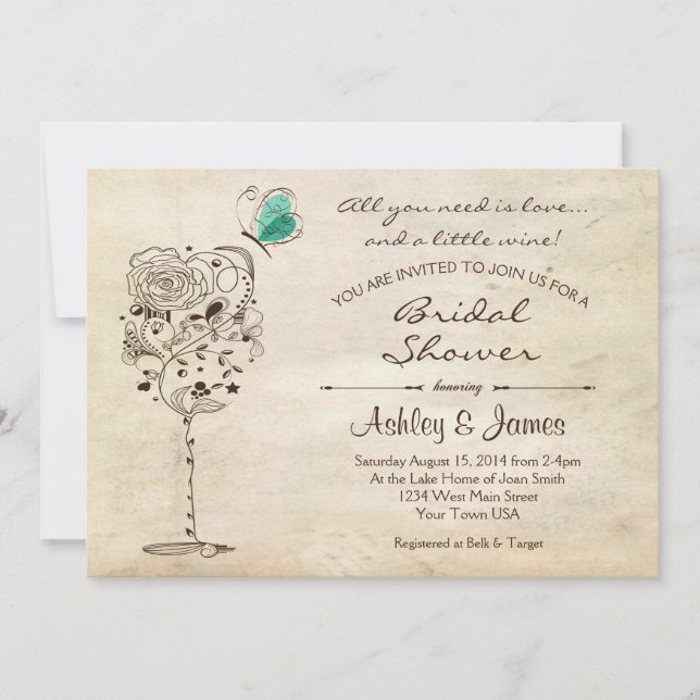 Wine & Cheese Bridal Shower Invitation (Front)