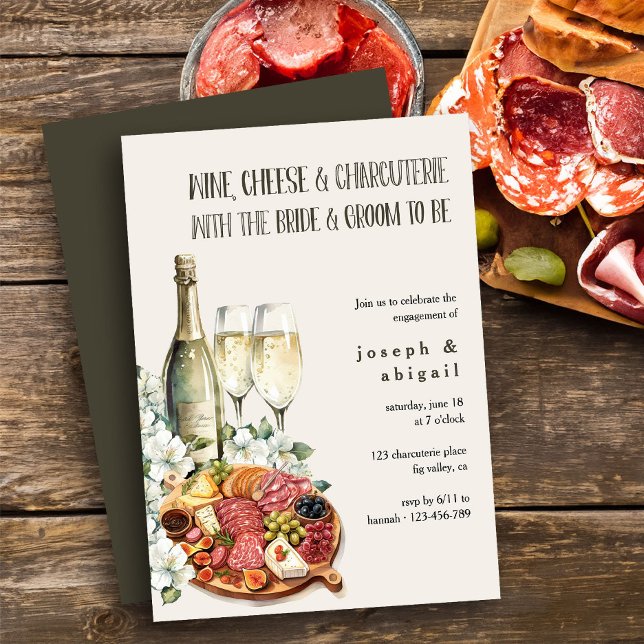 Wine Cheese Charcuterie Couples Engagement Party Invitation (Wine Cheese and Charcuterie Engagement Party Invitation)