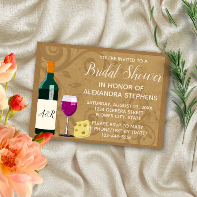 Wine & Cheese Elegant Bridal Shower Invitation (Creator Uploaded)