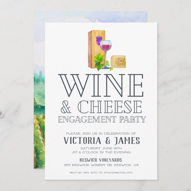 Wine & Cheese Engagement Party Invitation (Front/Back)
