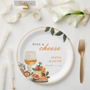 Wine & Cheese Engagement Party Paper Plate