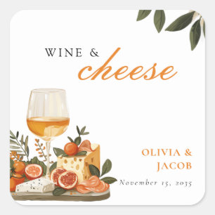 Wine & Cheese Engagement Party Square Sticker