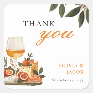 Wine & Cheese Engagement Party Square Sticker