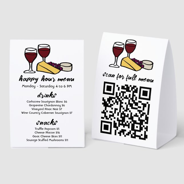 Wine & Cheese Happy Hour Menu CUSTOM QR (Front/Back)