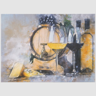Wine Cheese Kitchen 20x30 Decoupage Tissue Paper