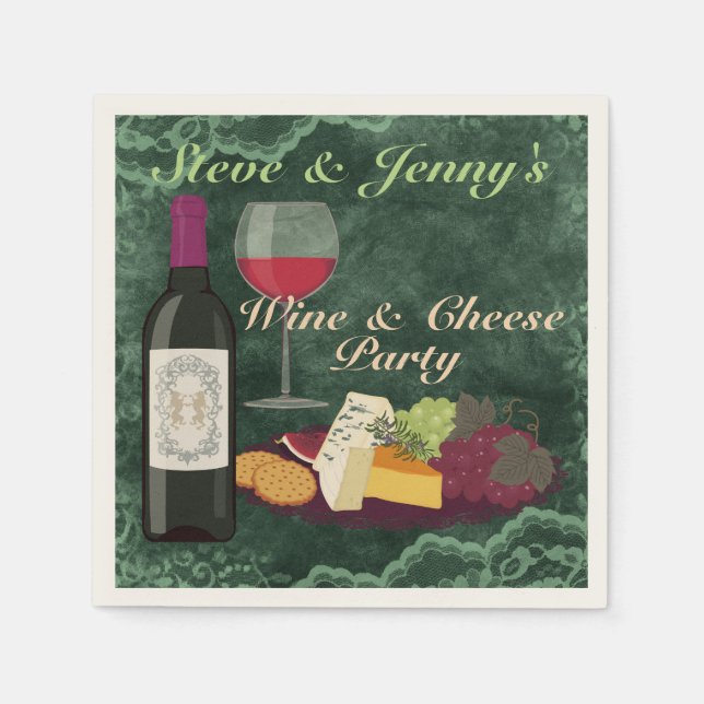 Wine & Cheese Party Napkin (Front)