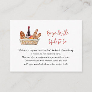 Wine & Cheese Recipe request Bridal Shower Enclosure Card