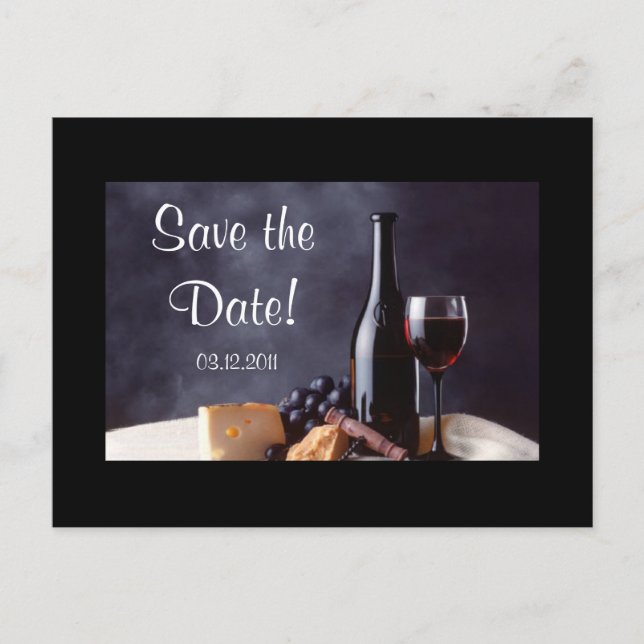 Wine_Cheese Save the Date! Announcement Postcard (Front)
