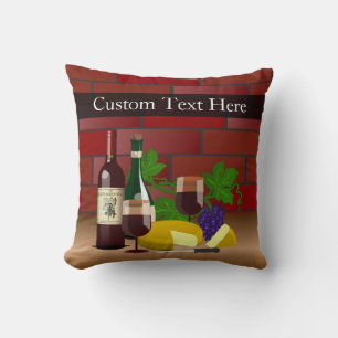 Wine Cheese Table Scene Cushion