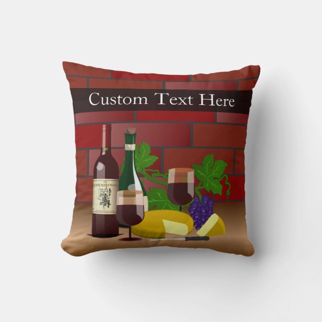 Wine Cheese Table Scene Cushion (Front)