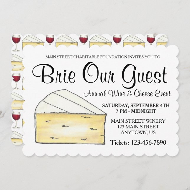 Wine Cheese Tasting Cocktail Party Brie Our Guest Invitation (Front/Back)