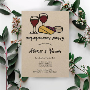 Wine & Cheese Tasting Engagement Party Kraf CUSTOM Invitation