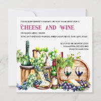 Wine cheese watercolor vineyard winery party