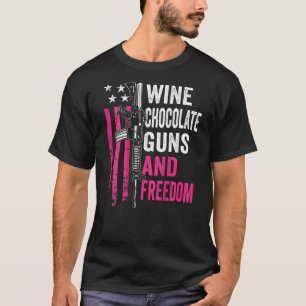 Wine Chocolate Guns & Freedom Womens Pink Ar15 On T-Shirt