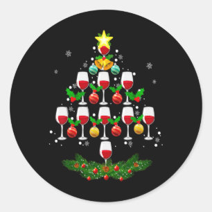 Wine Christmas Tree Ornaments Xmas Pajama Men Wom  Classic Round Sticker