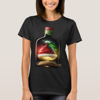 Wine Christmas Wine Bottle Santa Hat Xmas Drinking T-Shirt