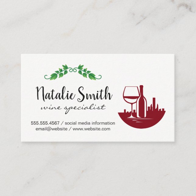 Wine City Logo | Grape Vines Business Card (Front)