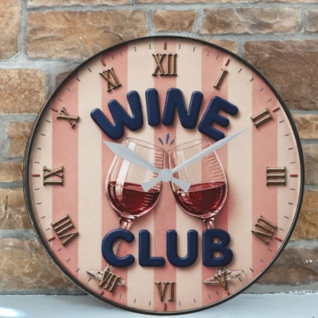 Wine Club Cheers Wine Rustic Winery Bar Large Clock (Creator Uploaded)