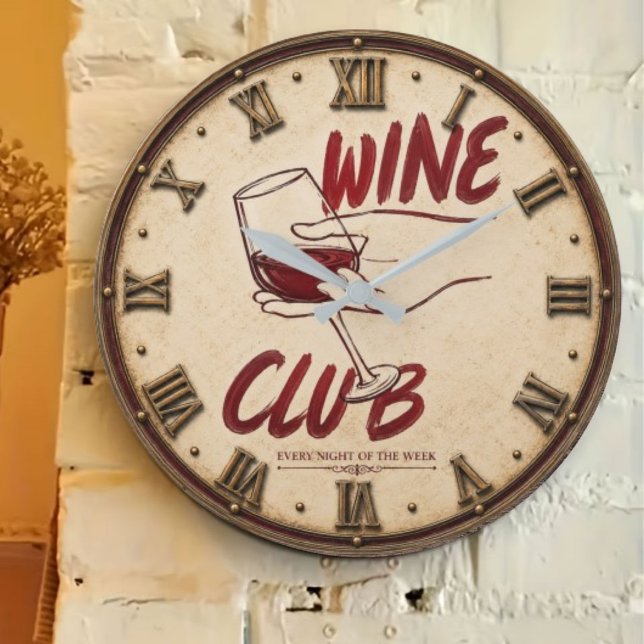  Wine Club Rustic Vineyard Kitchen Home Bar  Large Clock (Creator Uploaded)